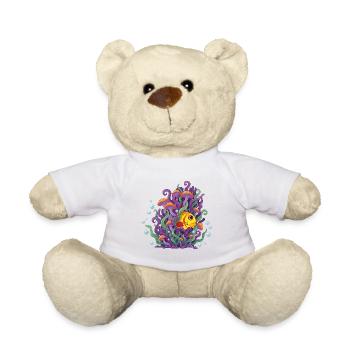 Bunter Fisch im Meereswald - Teddy - Weiß - Vorne