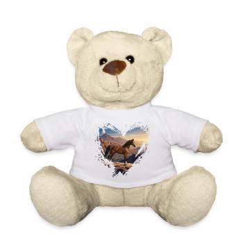 Ein arabisches Al Jawf-Pferd, eine Landschaft und ein Herz - Teddy - Weiß - Vorne
