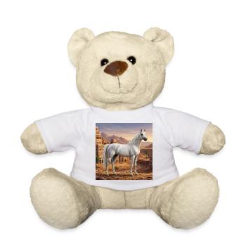 Ein Abbayan-Pferd und eine Landschaft des Jemen - Teddy - Weiß - Vorne