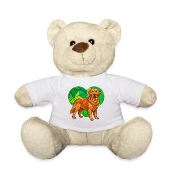Kubistische Golden Retriever Herz-Geometrische Haustierkunst - Teddy - Weiß - Vorne