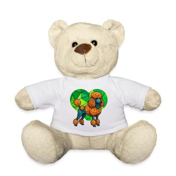 Geometrisches Pudel-Kunst-Mosaikherz-Design - Teddy - Weiß - Vorne