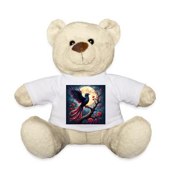 Blue Phoenix Under Full Moon - Teddy Bear - white - Front
