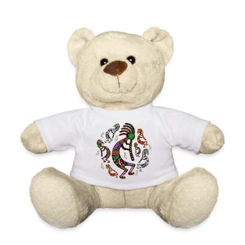 Kokopelli-Regenbogenfarben - Teddy - Weiß - Vorne