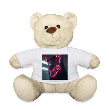 Neonfuchsmaske mit Leuchträndern - Teddy - Weiß - Vorne