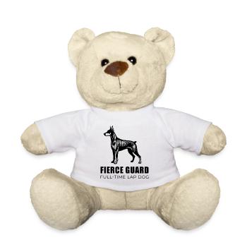 Dobie Silhouette - Fierce Guard linear Doberman - Teddy Bear - white - Front