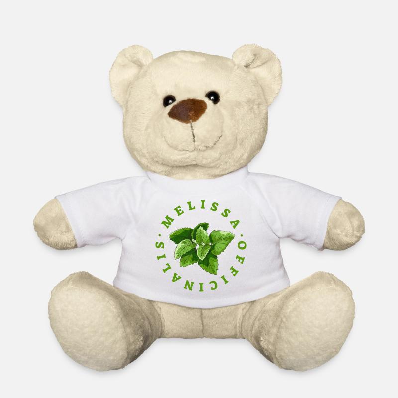 Lemon Balm Leaf Circular Emblem - Teddy Bear - white