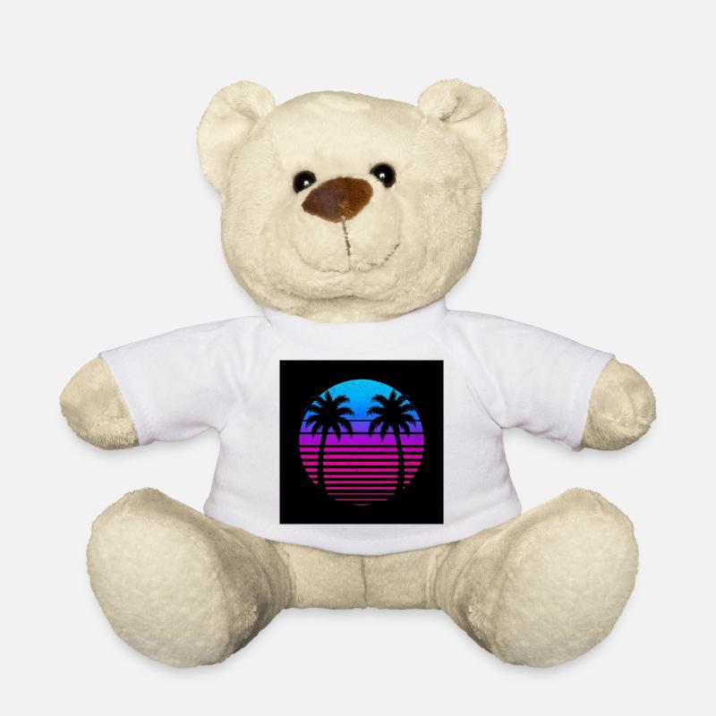 Cercle du Coucher de Soleil du Palmier Néon - Nounours - blanc
