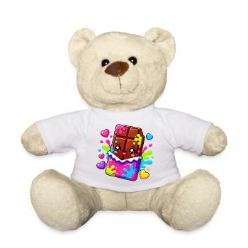 Kawaii Schokoblock mit Farbspritzern - Teddy - Weiß - Vorne