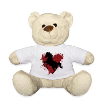 The silhouette of the Prancing Abbayan horse and a heart - Teddy Bear - white - Front