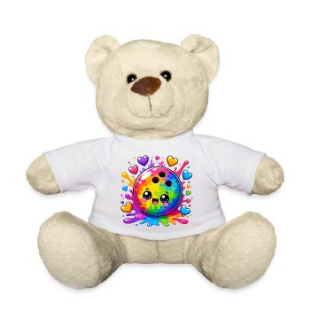 Boule de bowling colorée avec des cœurs - Nounours - blanc - Devant