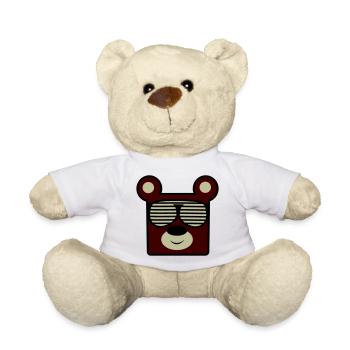 Bear with retro sunglasses - Teddy Bear - white - Front