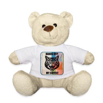 Hands Off Coffee – Angry Cat - Teddy Bear - white - Front