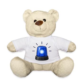 Blue Alarm Light Cartoon - Teddy Bear - white - Front