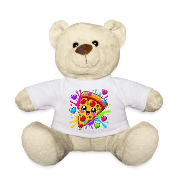 Niedliches Pizzastück  - Teddy - Weiß - Vorne