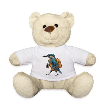 Kingfisher Explorer – Engraving of a Kingfisher - Teddy Bear - white - Front