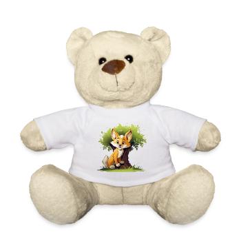 Cheerful forest fox under tree - Teddy Bear - white - Front