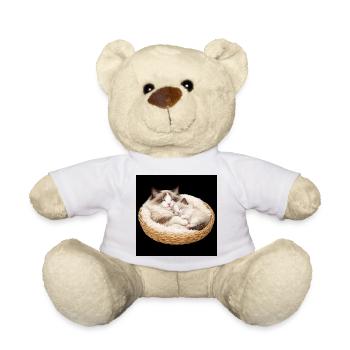 Mom cat and her kitten sleep together - Teddy Bear - white - Front