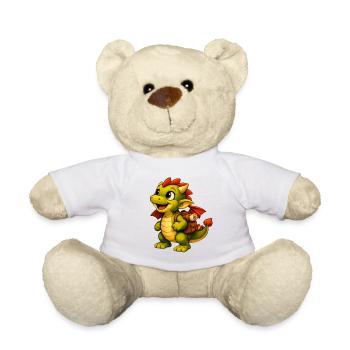 Kleiner Drachen mit Rucksack - Teddy - Weiß - Vorne