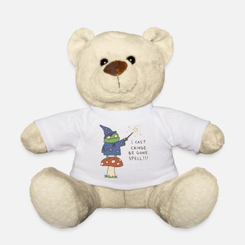 I Cast Be Gone Spell Funny Frog Wizard - Teddy Bear - white