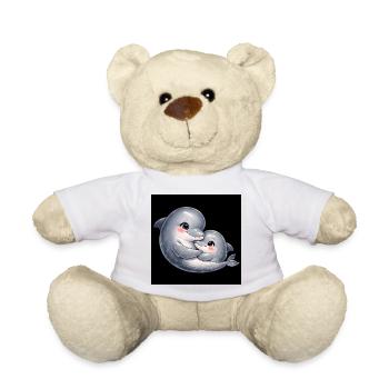 Mama, Delfin und ihr Baby kuscheln zusammen. - Teddy - Weiß - Vorne