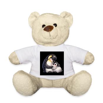Mom Penguin cuddles with her baby - Teddy Bear - white - Front