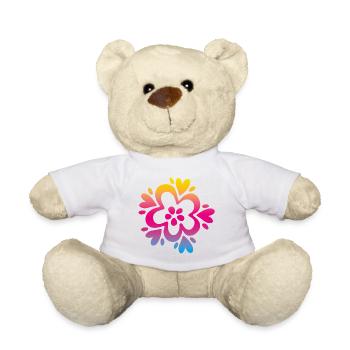 Décoration de mandala de fleurs en dégradé de fleurs - Nounours - blanc - Devant