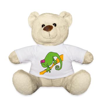 Chamaeleon on a branch – colorful pop illustration - Teddy Bear - white - Front