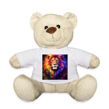 Lion Neon Portrait Couleur - Nounours - blanc - Devant