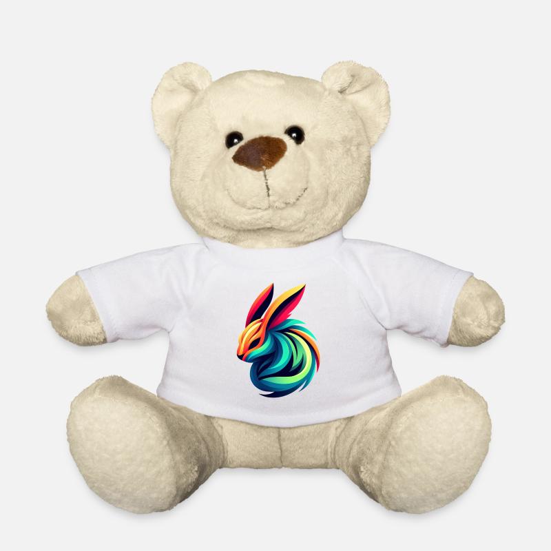 Rainbow Bunny Colour Swirl - Teddy Bear - white