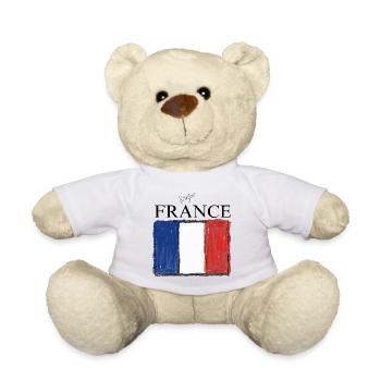 FRANCE drapeau et emblème de la France. Supporter - Nounours - blanc - Devant