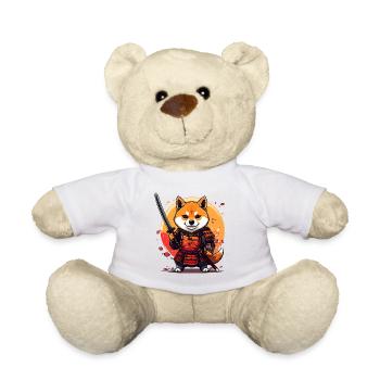 Shiba Inu Samurai in Rüstungs-Design - Teddy - Weiß - Vorne