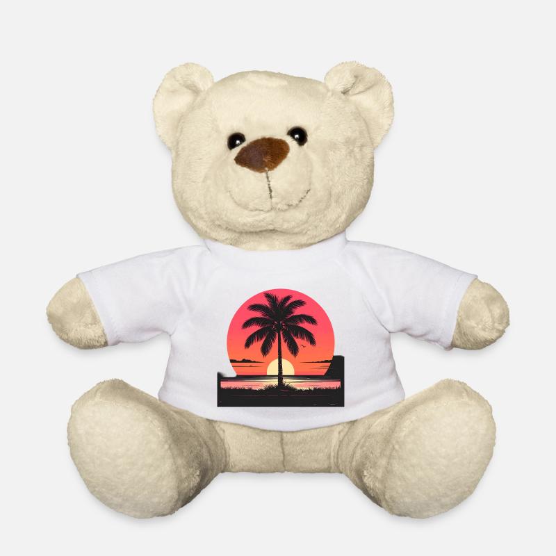 Sunset Palm Island - Teddy Bear - white