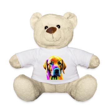 Psychedelisches Regenbogen-Labrador Retriever-Porträt - Teddy - Weiß - Vorne