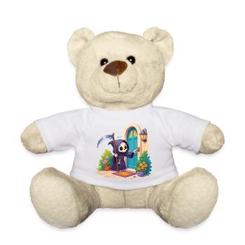 Grim Reaper at the Door Cartoon - Teddy Bear - white - Front