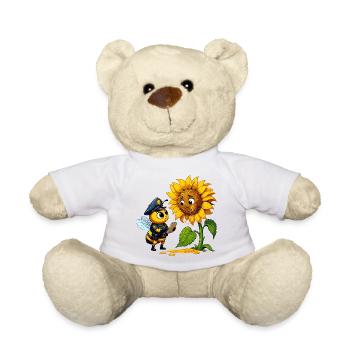 Polizeibiene prüft Sonnenblume - Teddy - Weiß - Vorne