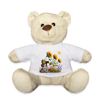 Biene filmt Sonnenblumen - Teddy - Weiß - Vorne