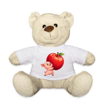 Apfel Schwein Cartoon - Teddy - Weiß - Vorne