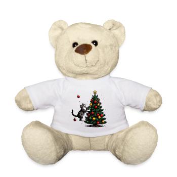 Katzenfreund am Weihnachtsbaum - Teddy - Weiß - Vorne