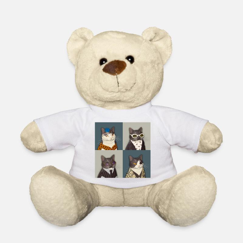 Rebel Chic Tuxedo Cat Quartet - Teddy Bear - white