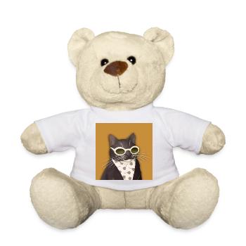 Cat in Leather Jacket and Sunglasses - Teddy Bear - white - Front