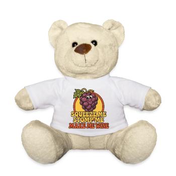 Grape Squeeze Wine Retro Graphic - Teddy Bear - white - Front