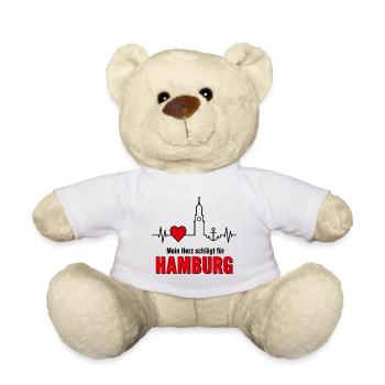 Mein Herz schlägt für Hamburg - Teddy - Weiß - Vorne