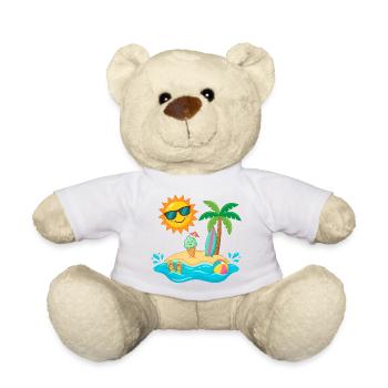 Sun, island, beach, holiday, enjoy fun by the sea - Teddy Bear - white - Front