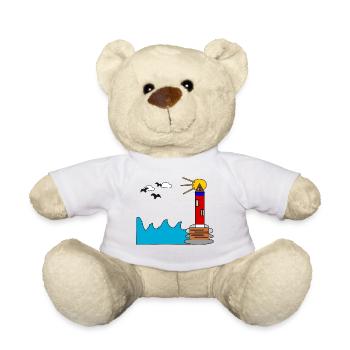 Lighthouse by the sea in the circle of the sun - Teddy Bear - white - Front