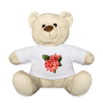 Vibrant_Ixora_Flower_Coral_Red_Tropical_Print - Nounours - blanc - Devant
