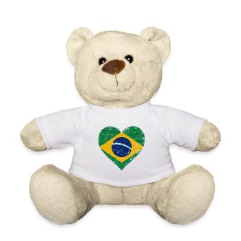 Brasilien Flagge Herz - Teddy - Weiß - Vorne