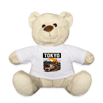 Tokyo Neon Train Skyline Vintage 60er - Teddy - Weiß - Vorne