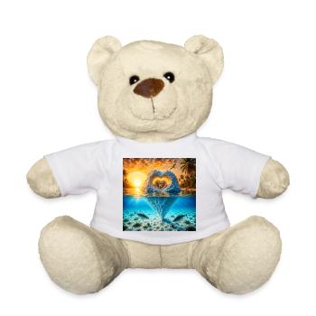 Herz Eisberg mit Eisbären am Tropenstrand - Teddy Bear - white - Front