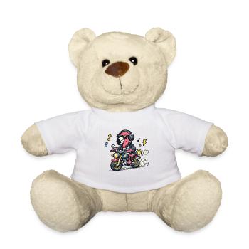 Biker flamant sur moto - Nounours - blanc - Devant