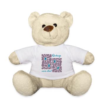 Vintage remains everlasting – retro flower design - Teddy Bear - white - Front